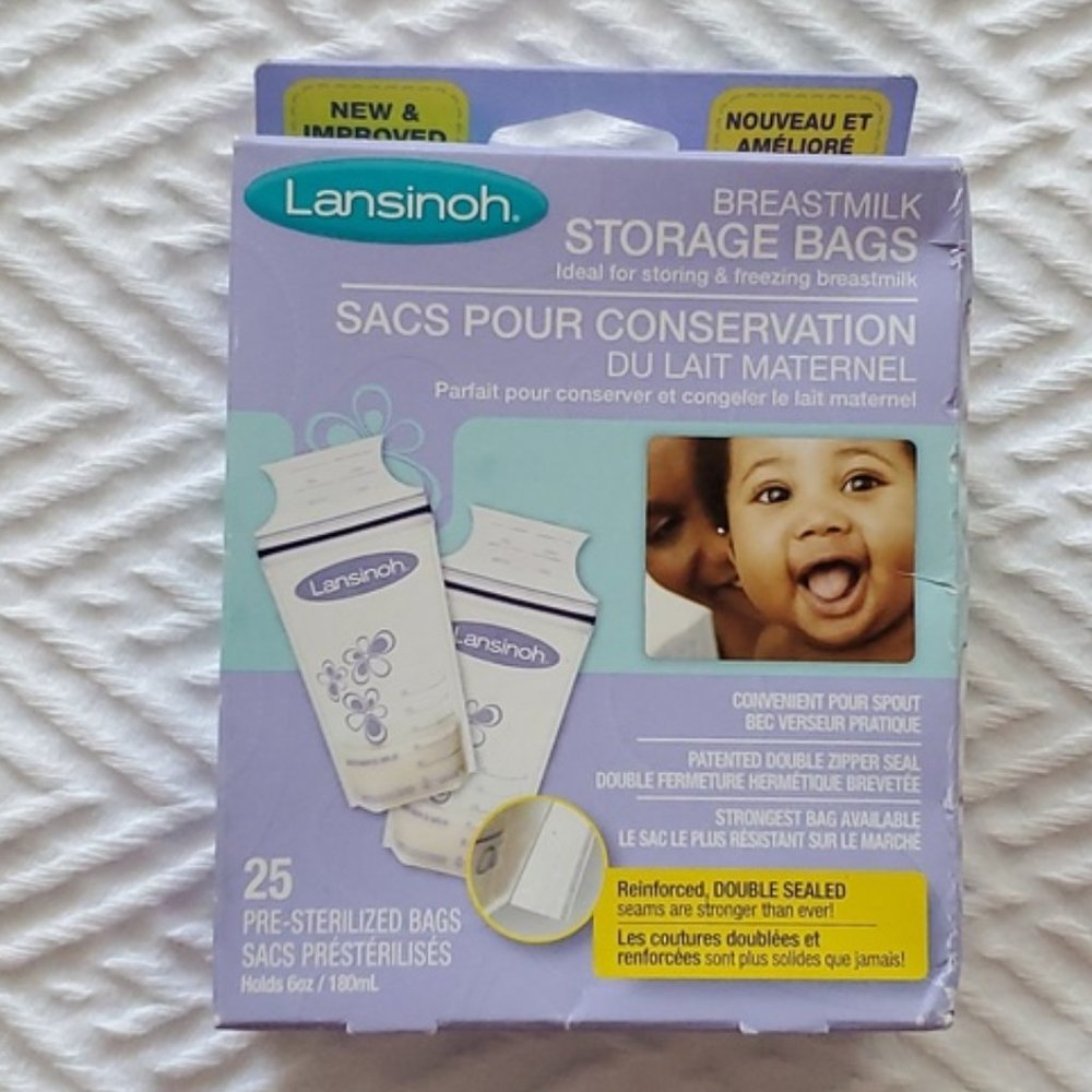 Lansinoh Storage Bags for freezing Breastmīlk- Pre-Sterilized Bags- 25 pk.